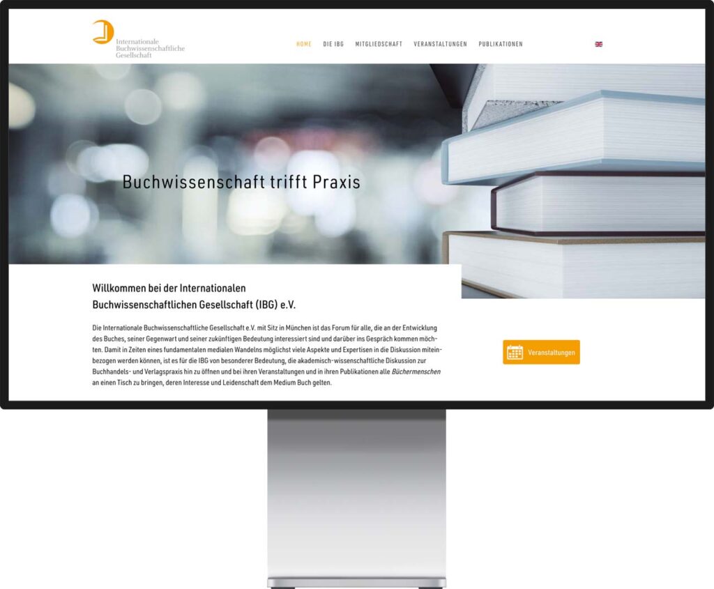 Monitor Mockup der Website von Internationale Buchwissenschaften by Immagine Werbeagentur und Webagentur München