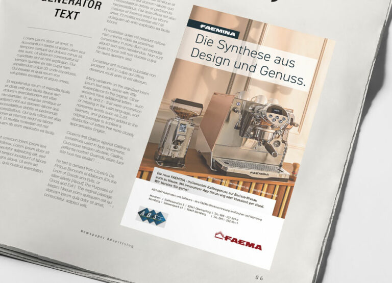 Zeitungsanzeige für ABS GbR Automaten & Software by Immagine Werbeagentur und Webagentur München