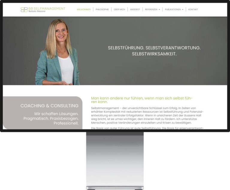 Monitor Mockup der Webseite von BB Selfmanagement by Immagine Werbeagentur und Webagentur München