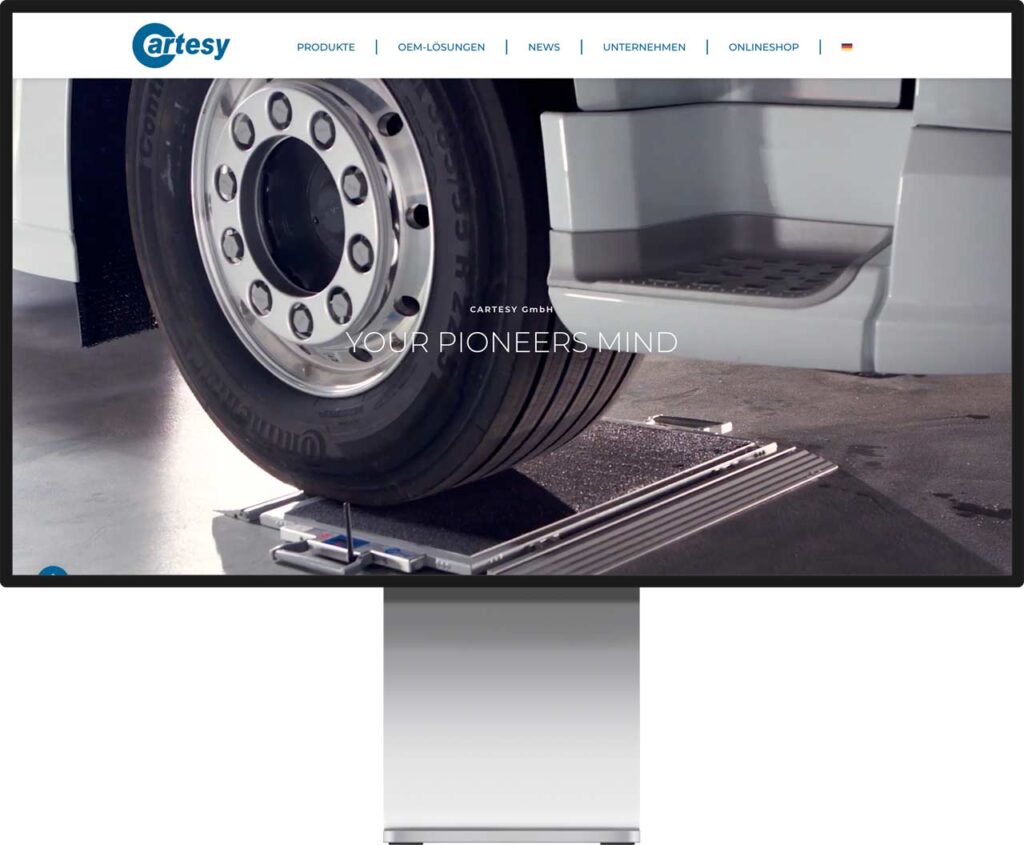 Monitor Mockup der Webseite von cartesy by Immagine Werbeagentur und Webagentur München