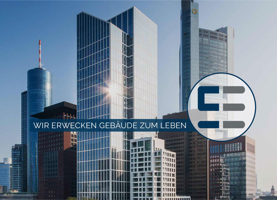 Hochhäuser mit dem Logo von Salvia Gebäudetechnik by Immagine Werbeagentur München