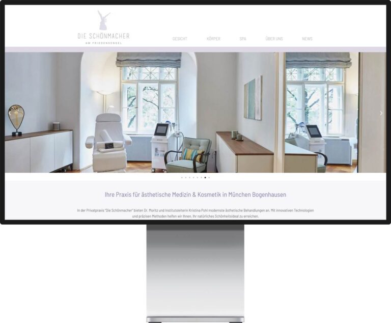 Monitor Mockup der Webseite von Die Schönmacher by Immagine Werbeagentur und Webagentur München