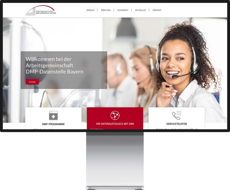 Monitor Mockup der Webseite von Arbeitsgemeinschaft DMP-Datenstelle Bayern by Immagine Werbeagentur und Webagentur München