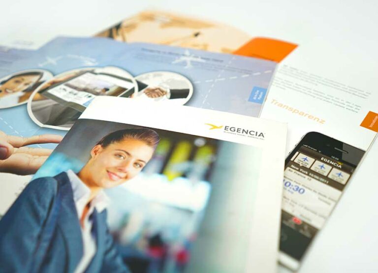 Flyer für die Egencia - Plattform für moderne Geschäftsreisen by Immagine Werbeagentur und Webagentur München