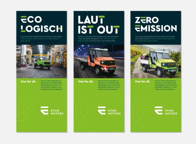 Beispiel Messe Rollups EVUM by Immagine Werbeagentur München für B2B Kommunikation