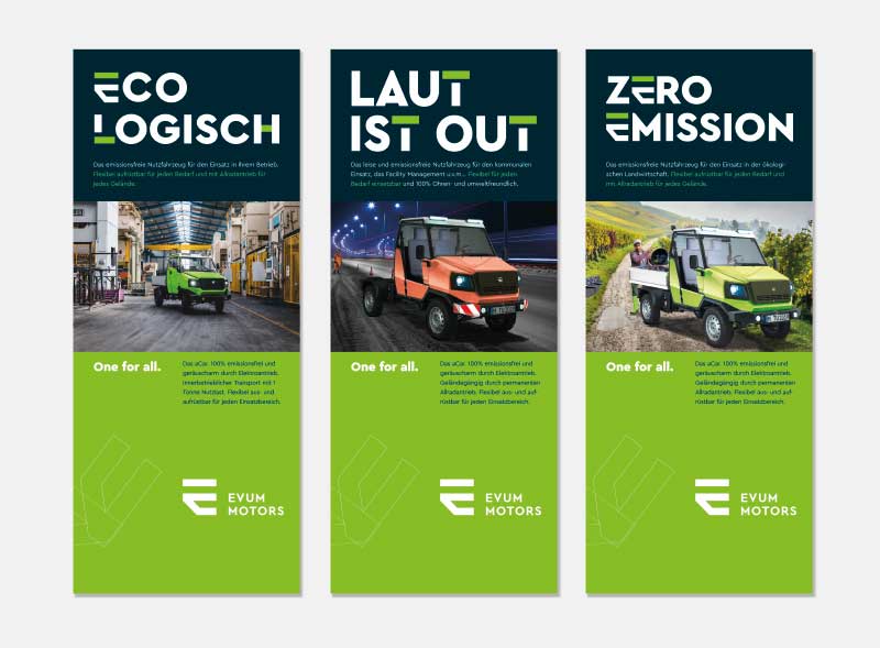Beispiel Messe Rollups EVUM by Immagine Werbeagentur München für B2B Kommunikation