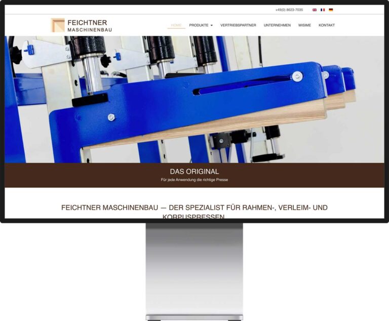 Monitor Mockup der Webseite von Feichtner Maschinenbau GmbH by Immagine Werbeagentur und Webagentur München