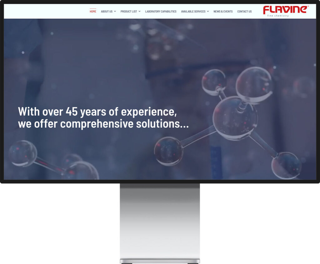 Mockup Monitor der Webseite von Flavine - fine chemistry by Immagine Werbeagentur und Webagentur München