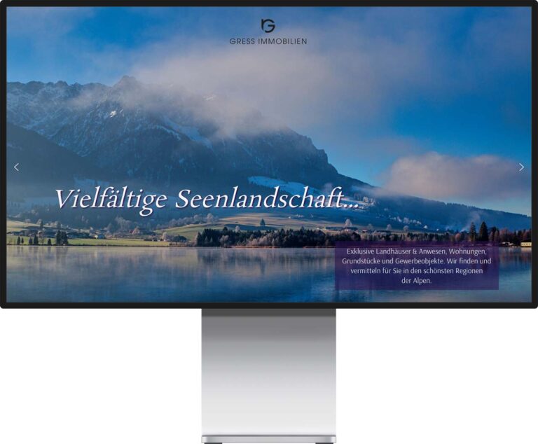 Monitor Mockup der Webseite von Gress Immobilien by Immagine Werbeagentur und Webagentur München