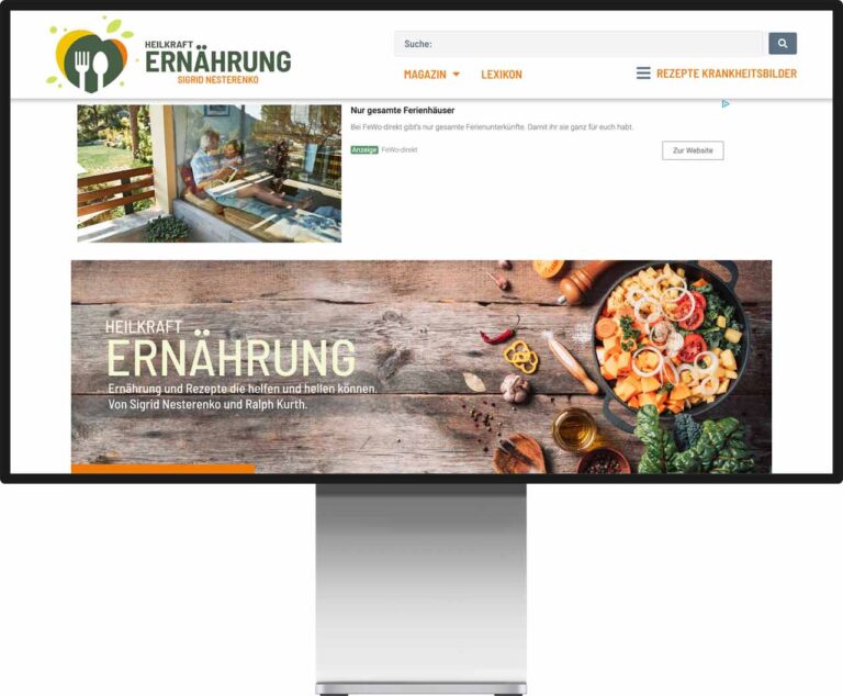 Monitor Mockup des Rezeptportals von Sigrid Nesterenko by Immagine Werbeagentur und Webagentur München