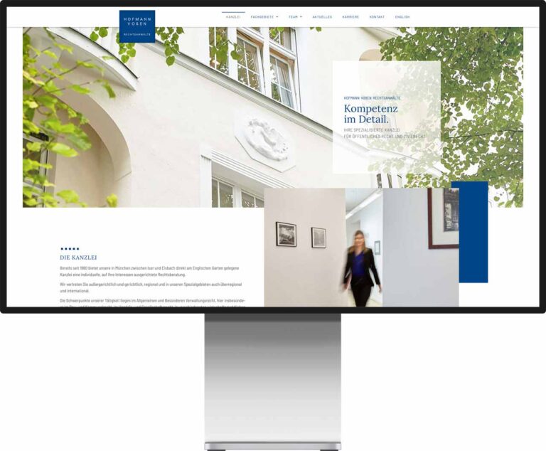 Monitor Mockup der Webseite von Hofmann Voßen Rechtsanwälte by Immagine Werbeagentur und Webagentur München