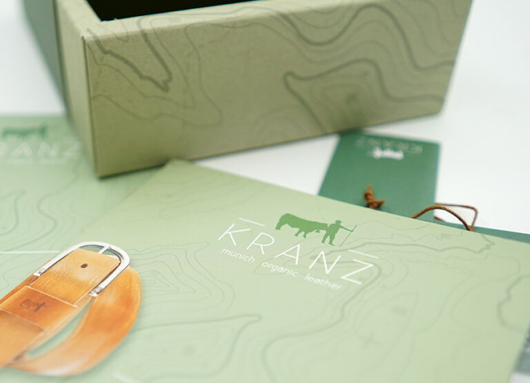 hellgrünes Verpackungsdesign für Kranz Ledergürtel by Immagine Werbeagentur und Webagentur München