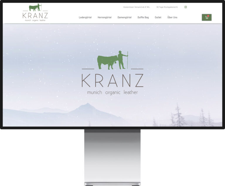 Mockup Monitor der Webseite von Kranz Leder München Kranz Leder München