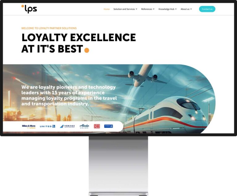 Monitor Mockup der Webseite von Loyalty Partner Solutions by Immagine Werbeagentur und Webagentur München