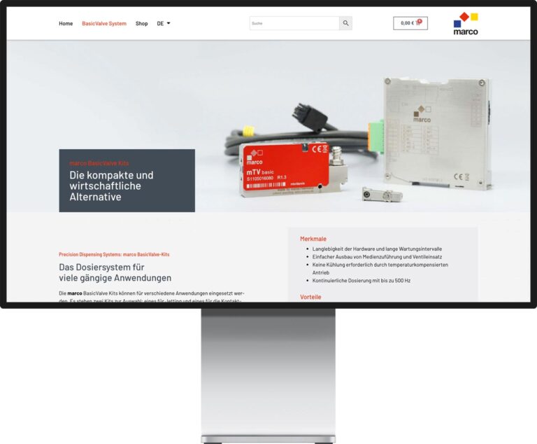 Monitor Mockup der Webseite von marco Systemanalyse und Entwicklung GmbH by Immagine Werbeagentur und Webagentur München