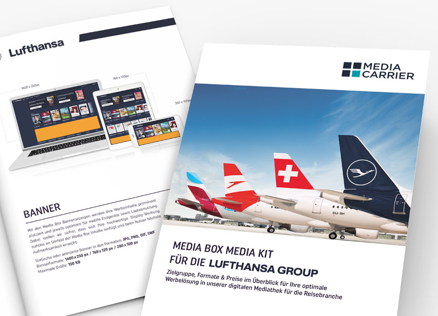 Werbeflächenbroschüre für die Media Carrier Solutions GmbH by Immagine Werbeagentur und Webagentur München