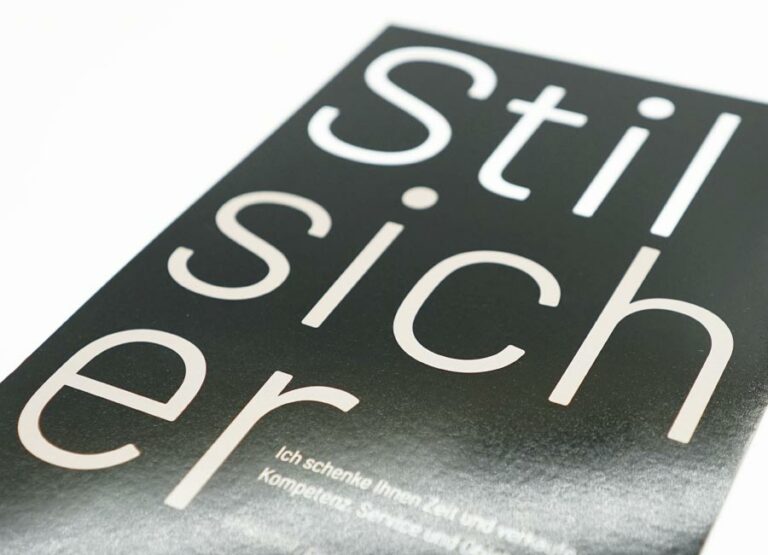 Flyer mit der Aufschrift "Stilsicher" für meisterhopper