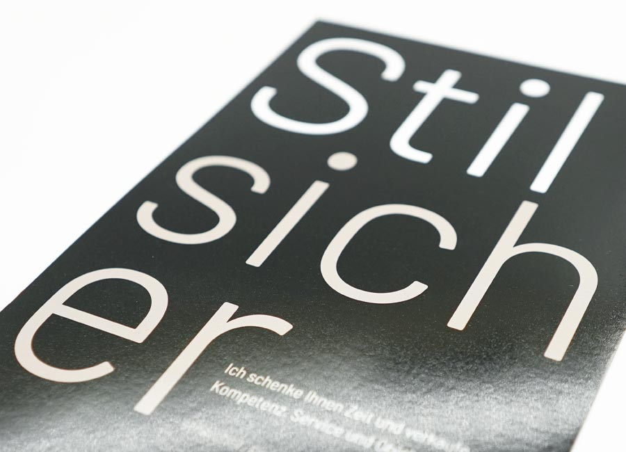 Flyer mit der Aufschrift "Stilsicher" für meisterhopper