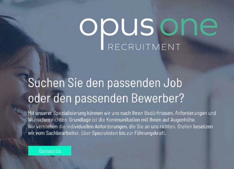 Auschnitt der Opus One Webseite by Immagine Werbeagentur München
