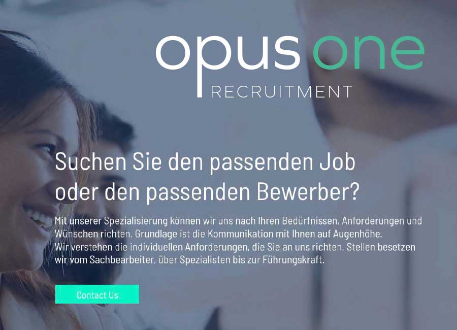 Auschnitt der Opus One Webseite by Immagine Werbeagentur München