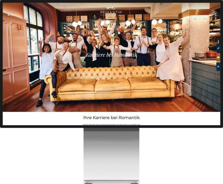 Monitor Mockup der Webseite Romantik Hotels by Immagine Werbeagentur und Webagentur München