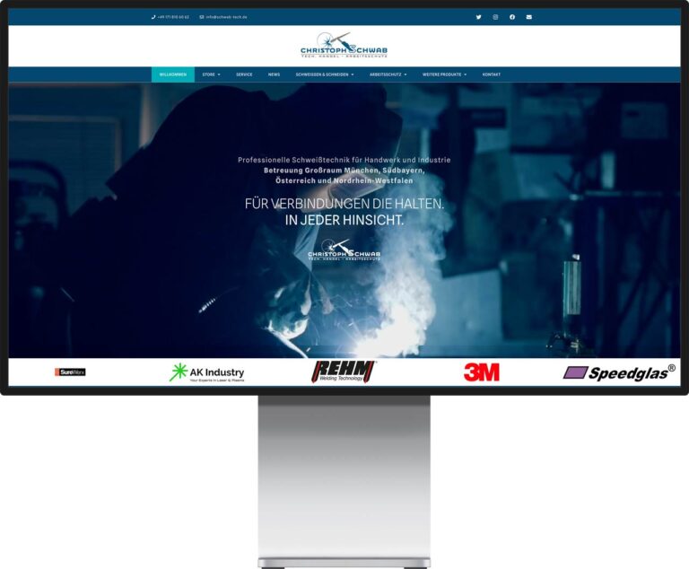 Monitor Mockup der Website von Christoph Schwab by Immagine Werbeagentur und Webagentur München