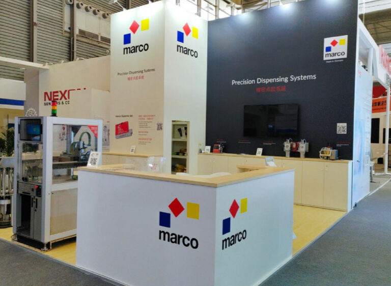 Messedesign für marco Systems für die Productronica Shanghai 2023 by Immagine Werbeagentur und Webagentur München