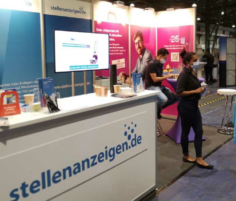 Messestandgestaltung für stellenanzeigen.de by Immagine Werbeagentur und Webagentur München
