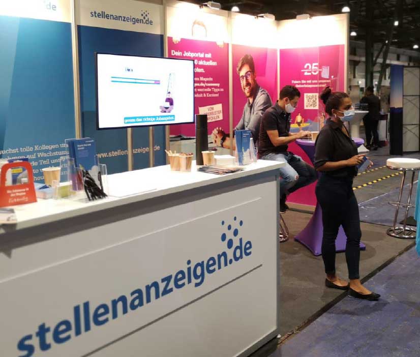 Messestandgestaltung für stellenanzeigen.de by Immagine Werbeagentur und Webagentur München