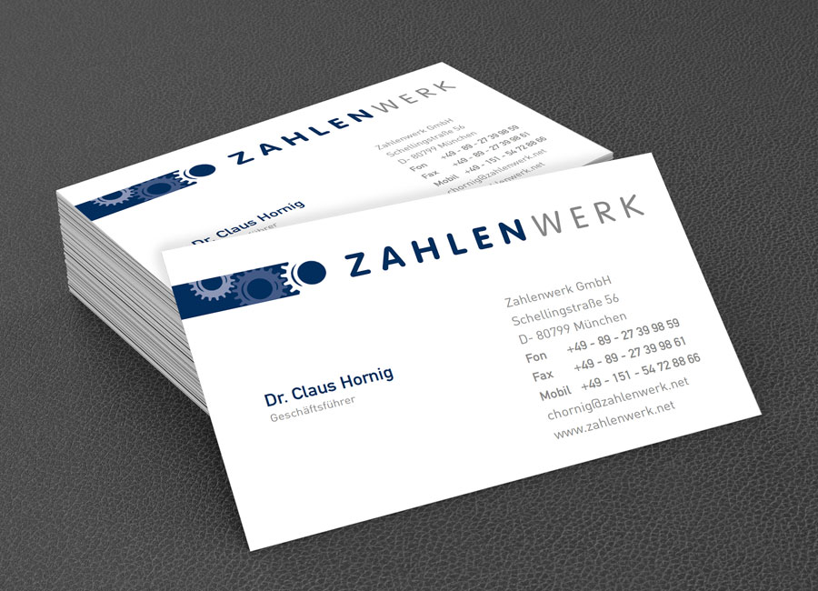Beispiel Visiktenkarten von Zahlenwerk by Immagine Werbeagentur München